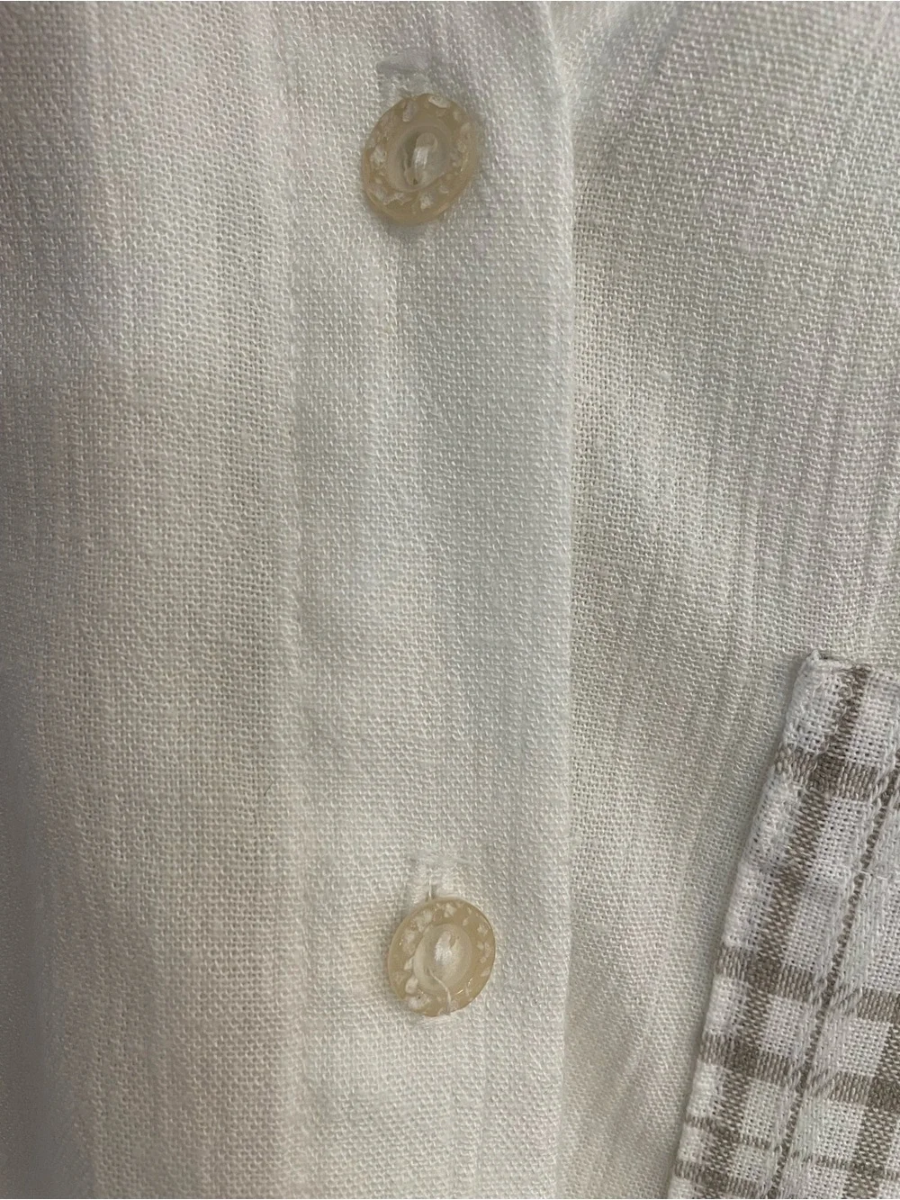 Vintage Alfred Dunner Coastal Grandma White Collared Shirt with Plaid Trim - Picture 7 of 10